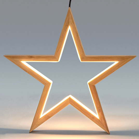 Ceiling Bamboo Star LED Hanging Lamp Natural Home Decor Lighting Pendant - Natural-4