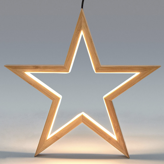 2x Large Bamboo Star LED Hanging Lamp Light Home Decor Lighting  - Natural-3