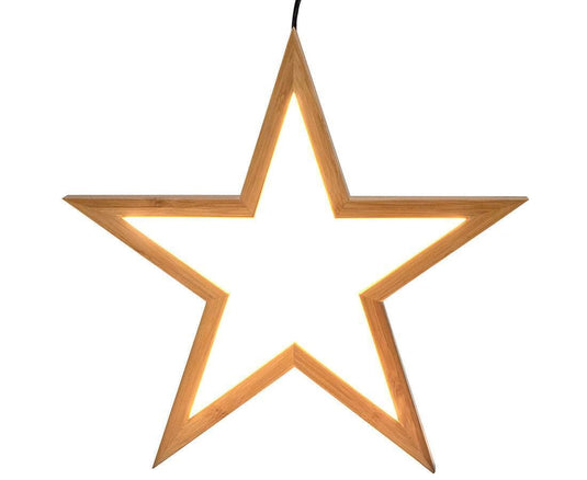 2x Large Bamboo Star LED Hanging Lamp Light Home Decor Lighting  - Natural-2