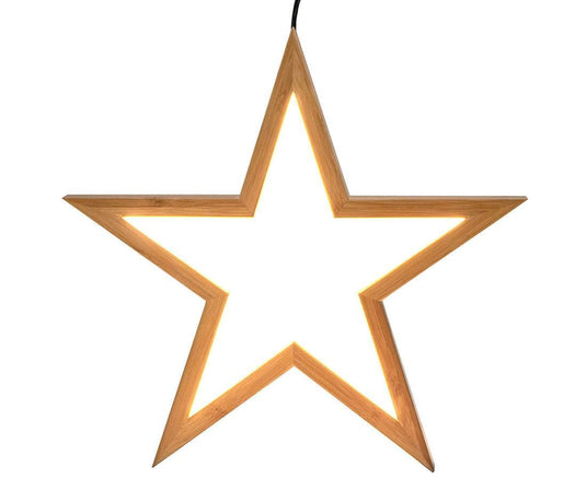 Large Bamboo Star Ceiling Light - LED Hanging Lamp - Natural Decor-0