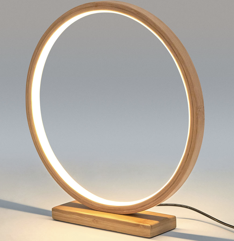Load image into Gallery viewer, Bamboo Single Ring LED Lamp Light Modern Scandi Minimalistic - Natural-2
