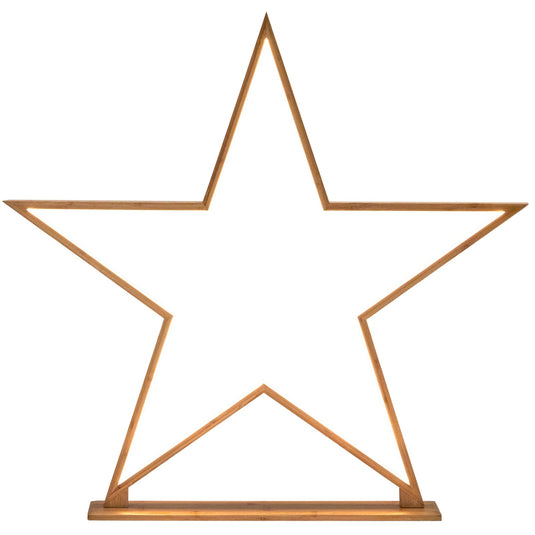 2x Large Bamboo Star w/ LED Strip Table Lamp Light Modern Minimalist Decor - Natural-2