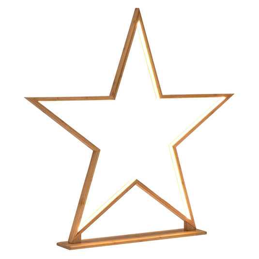 2x Large Bamboo Star w/ LED Strip Table Lamp Light Modern Minimalist Decor - Natural-3