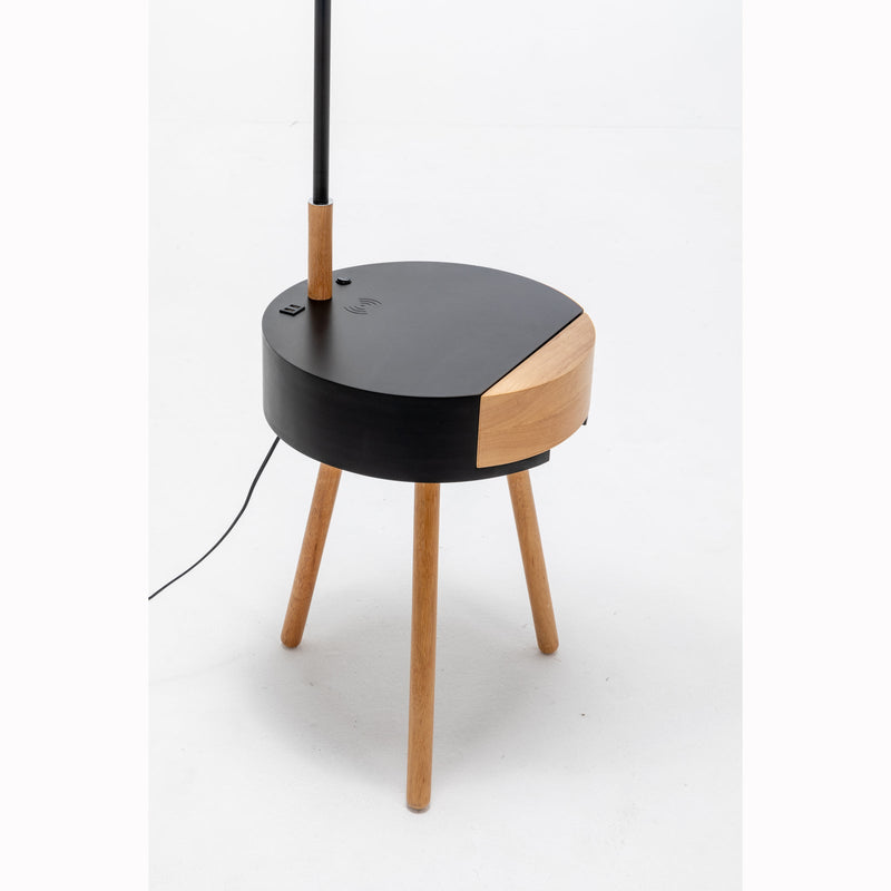 Load image into Gallery viewer, 170cm Florence Wooden Tripod Lamp &amp; Shelf/Table Storage w/ USB Charger - Natural/Black-3
