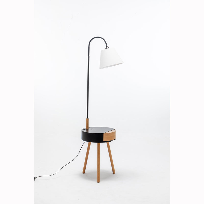 Load image into Gallery viewer, 170cm Florence Wooden Tripod Lamp &amp; Shelf/Table Storage w/ USB Charger - Natural/Black-2
