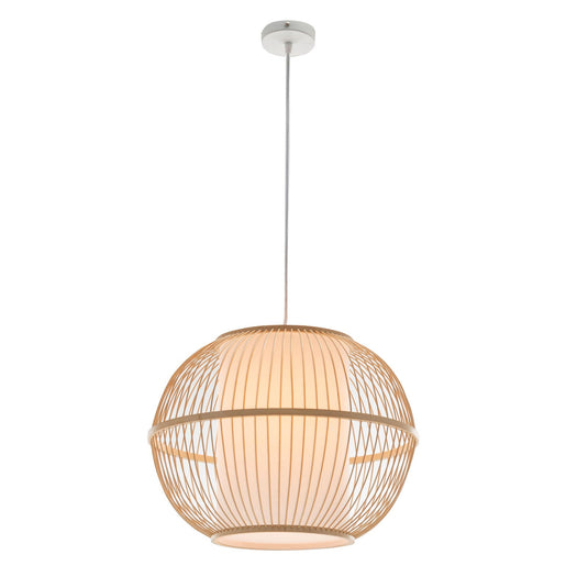 Natural Woven Bamboo Sphere Pendant Lamp Hanging Light Bell Shade Boho Tropical-1