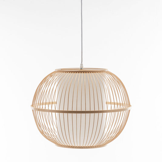 Natural Woven Bamboo Sphere Pendant Lamp Hanging Light Bell Shade Boho Tropical-4