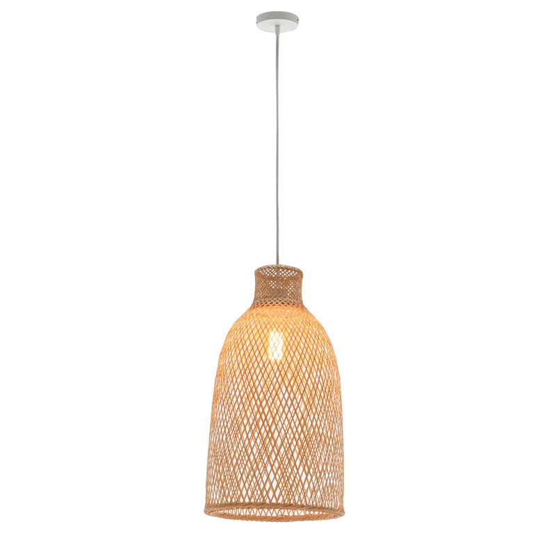 Load image into Gallery viewer, Natural Woven Bamboo Cone Pendant Lamp Hanging Light Bell Shade Boho Tropical-2
