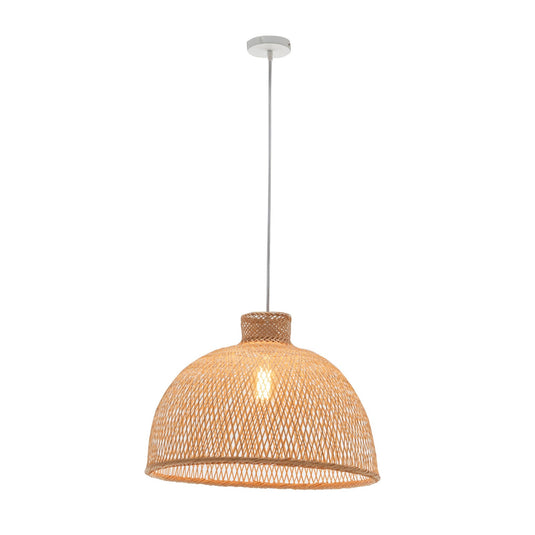 Natural Hand Woven Bamboo Dome Pendant Lamp Hanging Light Rattan Style-0