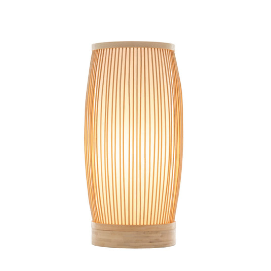 Natural Woven Bamboo Cylinder Table Lamp Light Shade Boho Tropical Coastal-1
