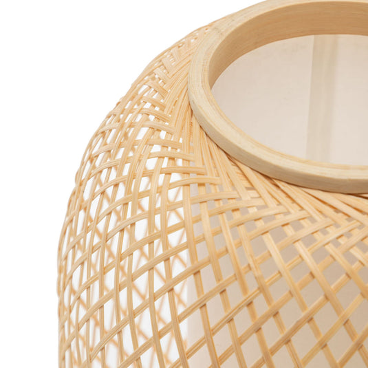 Natural Woven Bamboo Oval Table Lamp Light Shade Boho Tropical Coastal-2