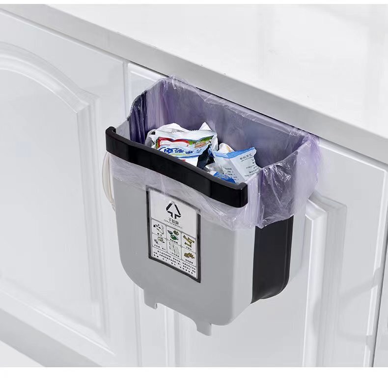 Load image into Gallery viewer, 3x 9L Kitchen Wall Mounted Foldable Waste Bin Hanging Trash Can - Brown-4
