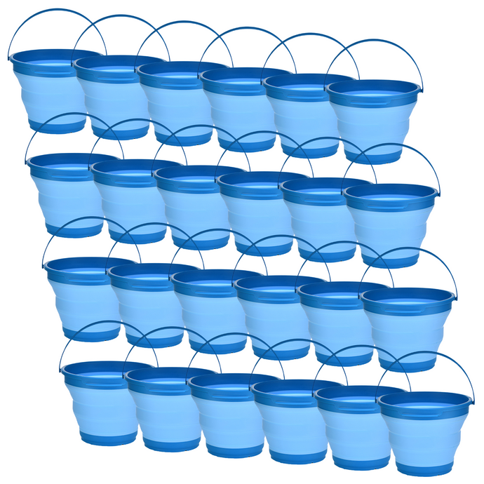 24x 7L Foldable Collapsible Silicone Bucket for Hiking/Camping/Fishing Bulk Blue-0