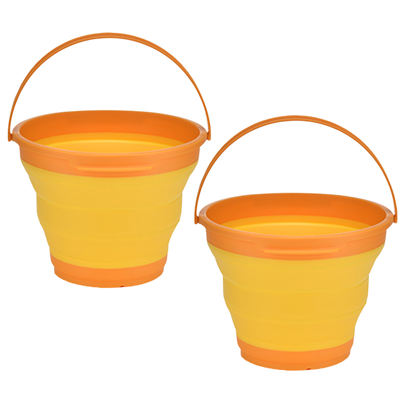 Load image into Gallery viewer, 2x 7L Foldable Collapsible Silicone Bucket for Hiking/Camping/Fishing - Orange-0
