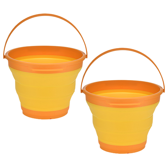 2x 7L Foldable Collapsible Silicone Bucket for Hiking/Camping/Fishing - Orange-0