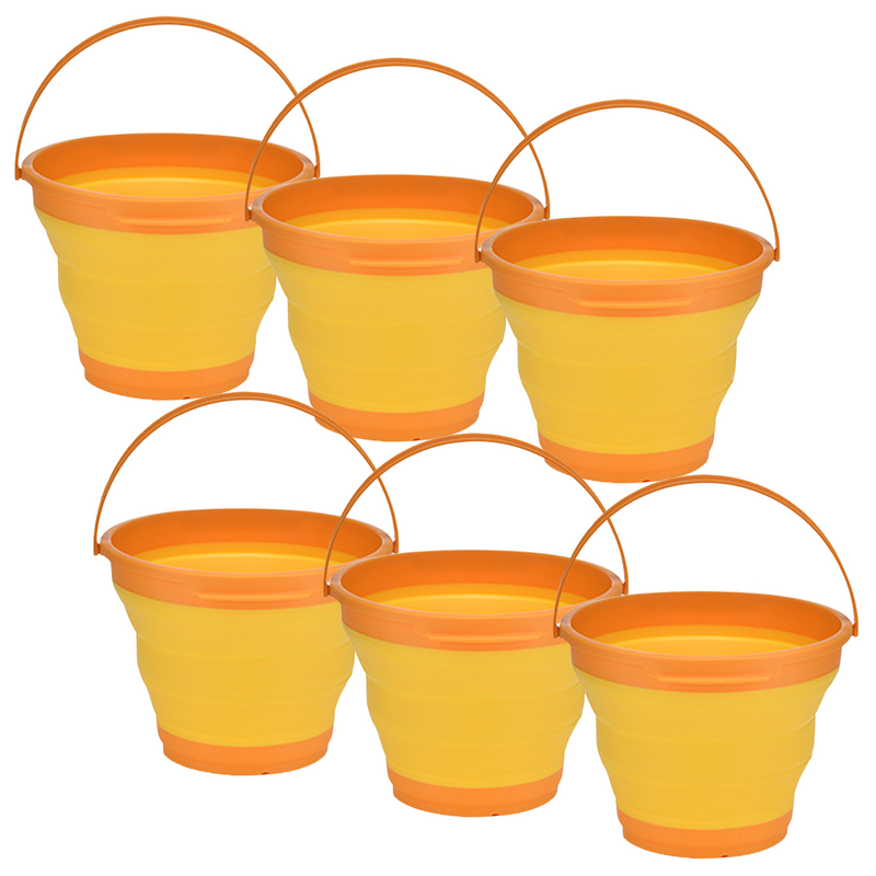 Load image into Gallery viewer, 6x 7L Foldable Collapsible Silicone Bucket for Hiking/Camping/Fishing - Orange-0
