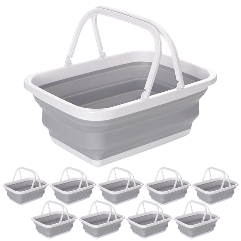 Load image into Gallery viewer, 10x 9L Collapsible Laundry Folding Clothes Basket w Handles Bin Bulk- Grey/White-1
