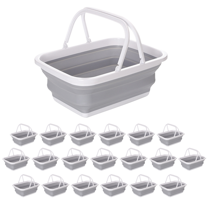 Load image into Gallery viewer, 20x 9L Collapsible Laundry Folding Clothes Basket w Handles Bin Bulk -Grey/White-1
