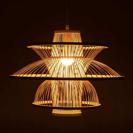 Aurora Natural Hand-Woven Bamboo 3-Layer Pendant Lamp Light-2