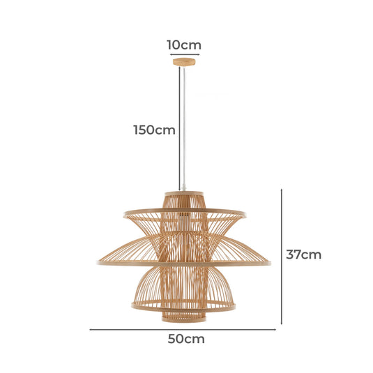 Aurora Natural Hand-Woven Bamboo 3-Layer Pendant Lamp Light-3