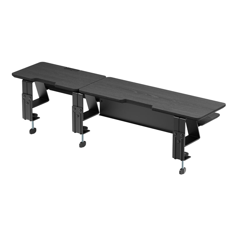 Load image into Gallery viewer, 2-Tier Clamp On Monitor Stand Riser Desk Shelf w/ Laptop Height Adjuster in Matte Black-3
