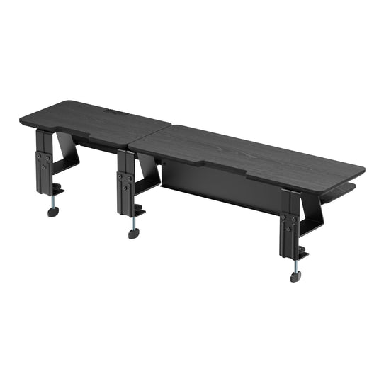 2-Tier Clamp On Monitor Stand Riser Desk Shelf w/ Laptop Height Adjuster in Matte Black-3