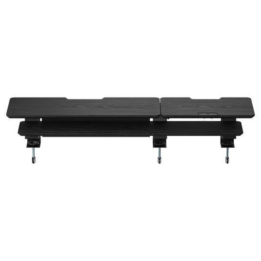 2-Tier Clamp On Monitor Stand Riser Desk Shelf w/ Laptop Height Adjuster in Matte Black-4