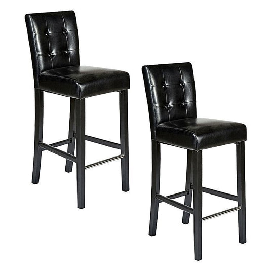 Set of 2 Manhattan Bar Stools Wooden Barstools Chairs Vintage - Black-0