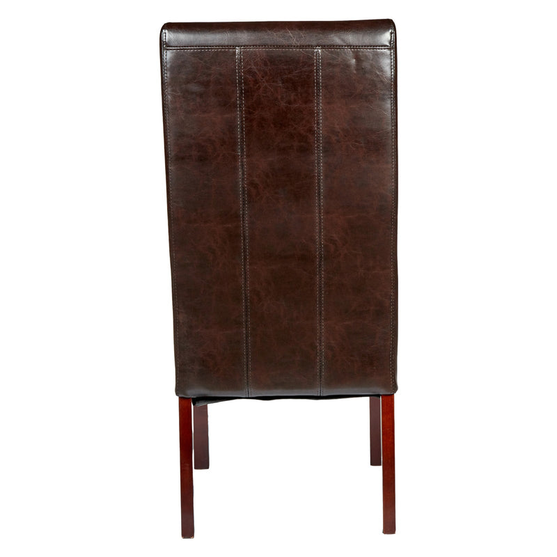 Load image into Gallery viewer, Set of 2 Rome Leather Brown Dining Chairs Durable Seat Wood Kitchen Cafe-4
