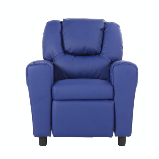 Oliver Kids Recliner Chair Sofa Children Lounge Couch PU Armchair - Blue-4