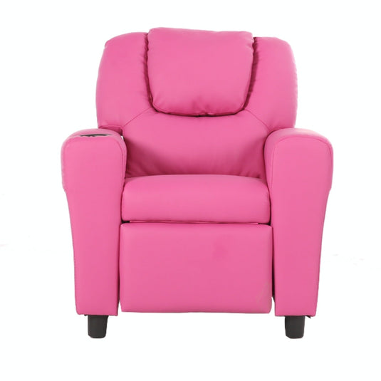 Oliver Kids Recliner Chair Sofa Children Lounge Couch PU Armchair - Pink-2