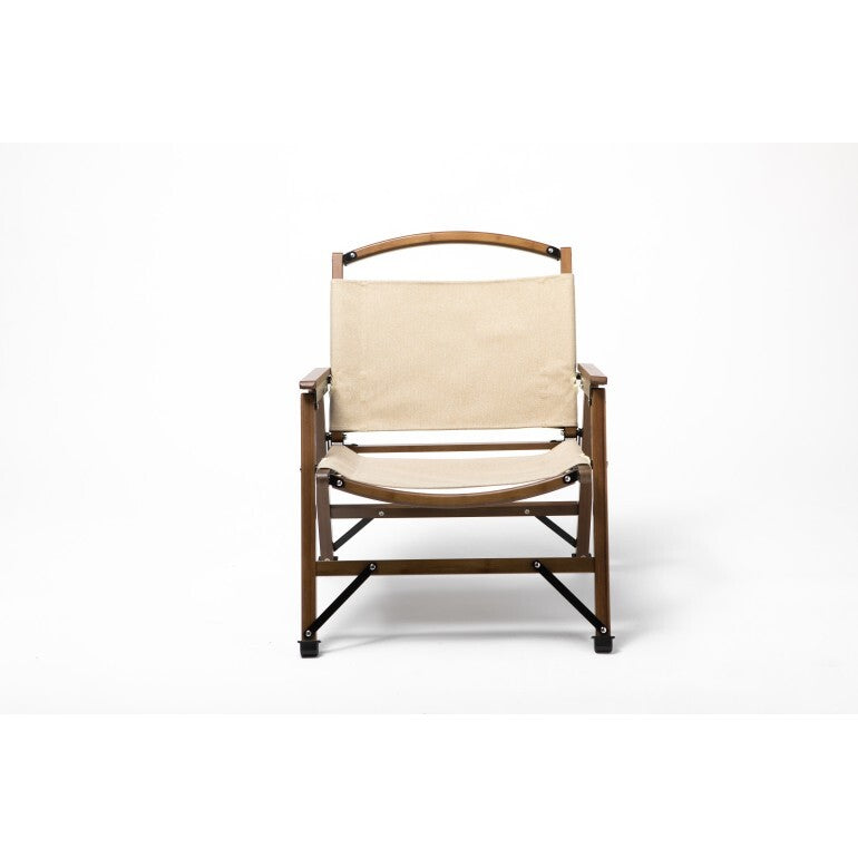 Load image into Gallery viewer, Bamboo Canvas Foldable Outdoor Camping Chair Wooden Travel Picnic Park - Khaki/Beige-4

