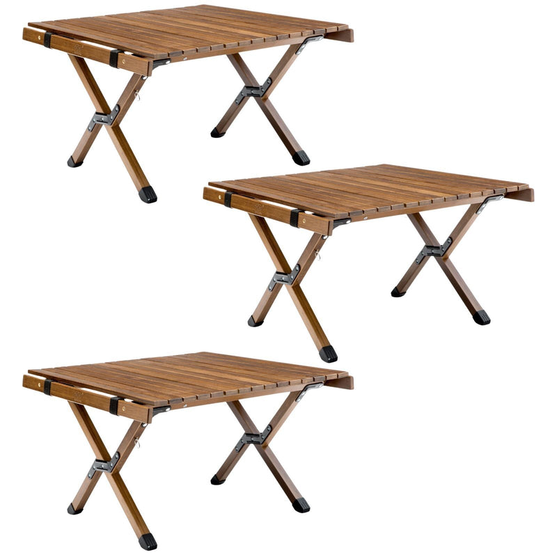 Load image into Gallery viewer, 3x 62cm Foldable Bamboo Outdoor Camping Table Waterproof Wood Travel - Small-0
