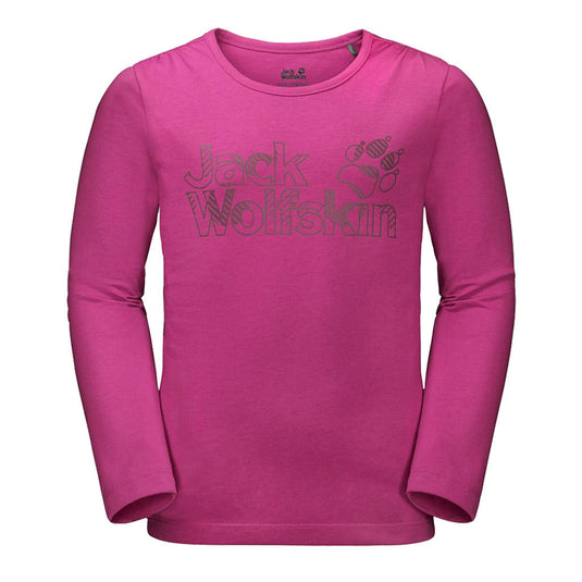 Jack Wolfskin Kids Girls Long Sleeve T Shirt Base Layer Thermal Cotton - Fuchsia