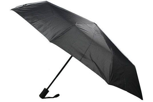 3-Fold Rain Hook Umbrella Sun Sturdy Parasol Windproof Waterproof Compact - Black-0