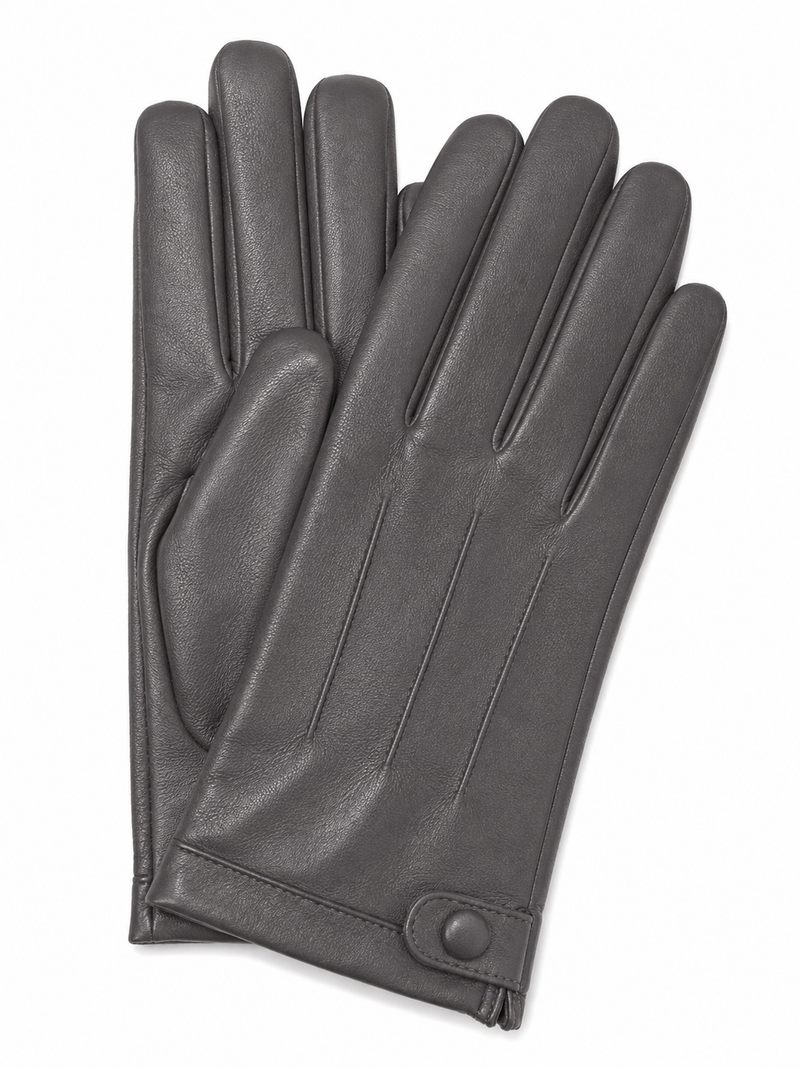Load image into Gallery viewer, Dents Womens Leather Gloves w/ Stud Button and 3-Point Stitch Detail in Charcoal-0
