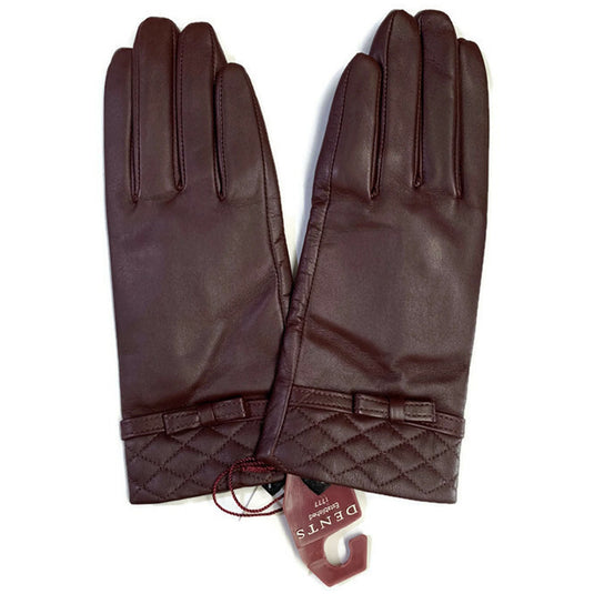 Dents Womens Kitty Sheepskin Genuine Leather Gloves Warm Winter Ladies - Burgundy-3