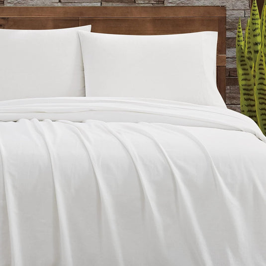 FRYE Cotton/Linen Blend 4-Piece Bed Sheet Set in White (Full/Double Size)-4