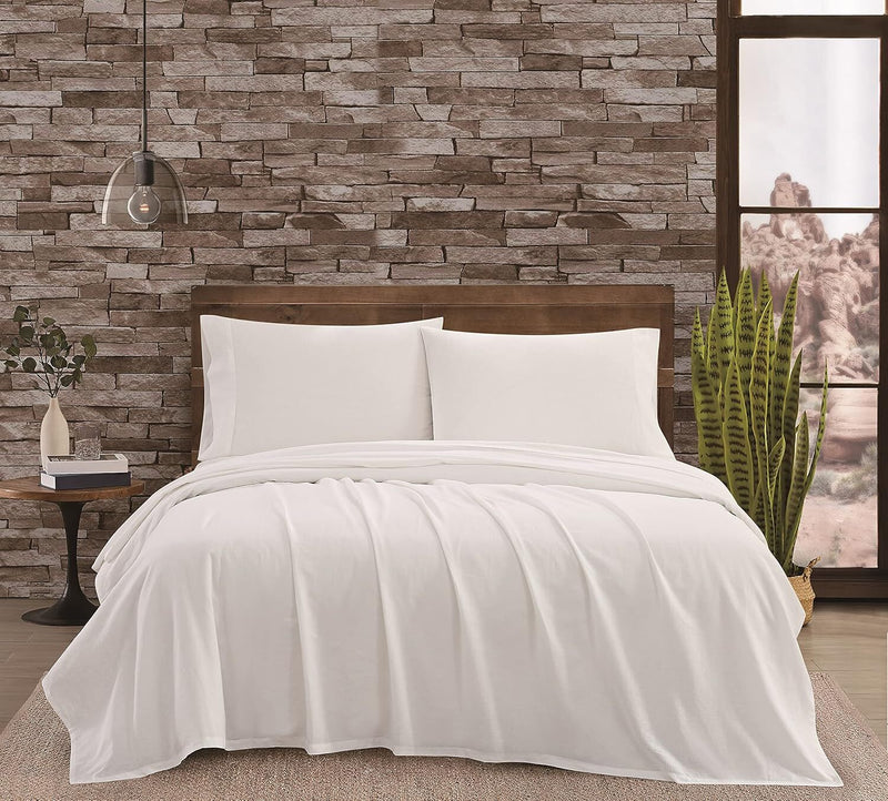Load image into Gallery viewer, FRYE Cotton/Linen Blend 4-Piece Bed Sheet Set in White (Full/Double Size)-0
