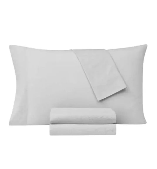 FRYE Cotton/Linen Blend 4-Piece Bed Sheet Set in Grey (Full/Double Size)-2
