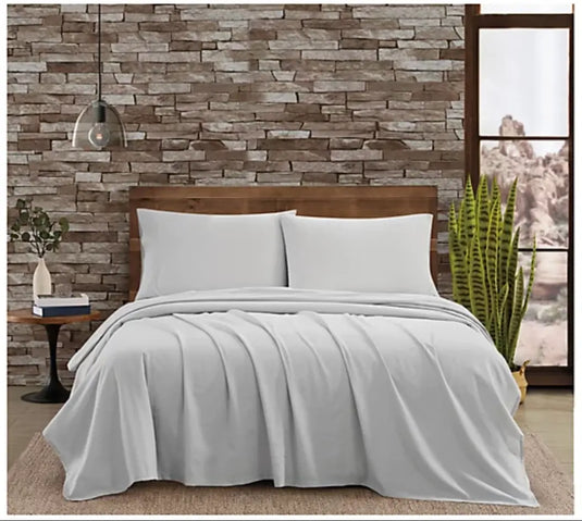 FRYE Cotton/Linen Blend 4-Piece Bed Sheet Set in Grey (Full/Double Size)-0