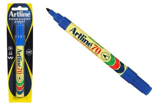12x Artline 70 Permanent Marker 1.5mm Bullet Nib - Blue Bulk Pack-0
