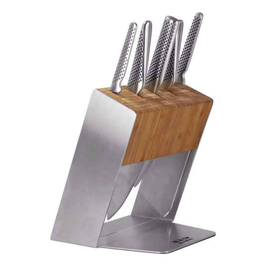 Global Katana 6pc Knife Block Set - Bamboo (Made in Japan)-1