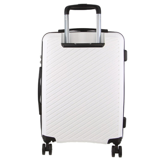 2x Pierre Cardin Inspired Milleni Checked Luggage Bag  Medium & Large - White