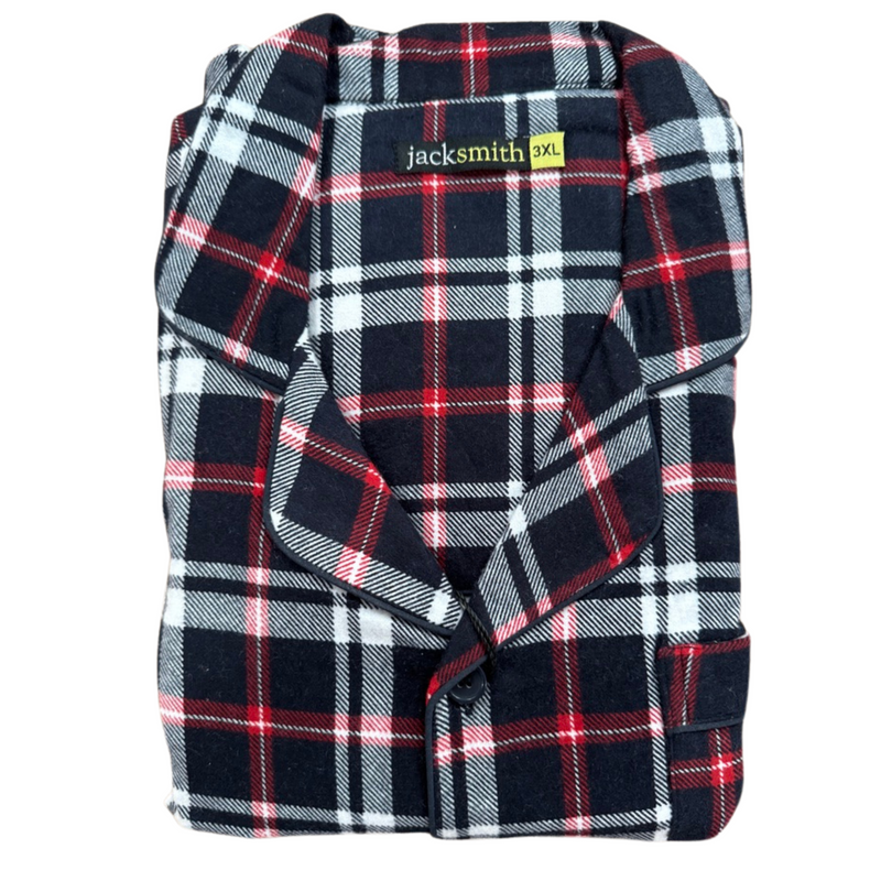 Load image into Gallery viewer, Mens Plus Size Flannelette Pyjamas 100% Cotton PJs Set Top Pants in Red Check
