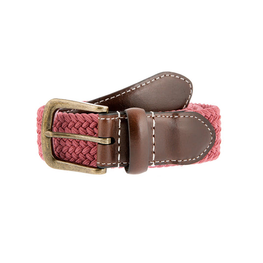 Dents Mens Elastic Stretch Belt Leather End Webbing - Flamingo-7