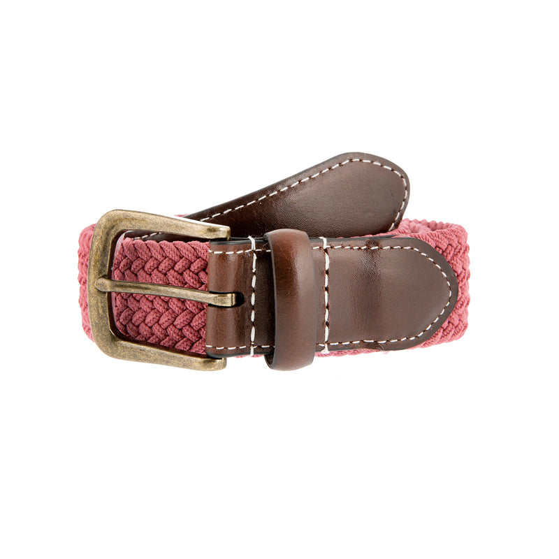 Load image into Gallery viewer, Dents Mens Elastic Stretch Belt Leather End Webbing - Flamingo-5
