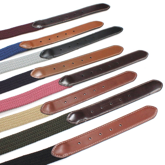 Dents Mens Elastic Stretch Belt Leather End Webbing - Flamingo-2