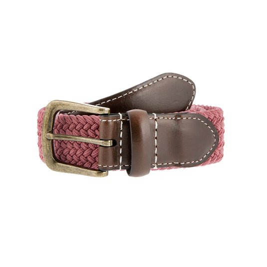 Dents Mens Elastic Stretch Belt Leather End Webbing - Flamingo-4