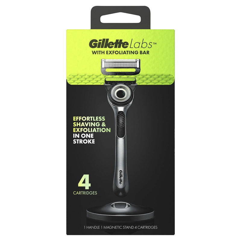 Load image into Gallery viewer, Gillette Labs Mens Razor 5 Blade Exfoliating Bar Handle with 4 Cartridges &amp; Stand-2
